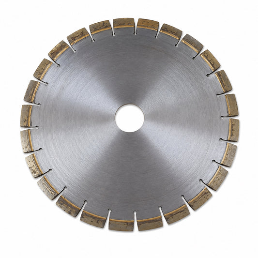 Jagson silver RCC cutting blade with broad gold-toned rim segments, angled view