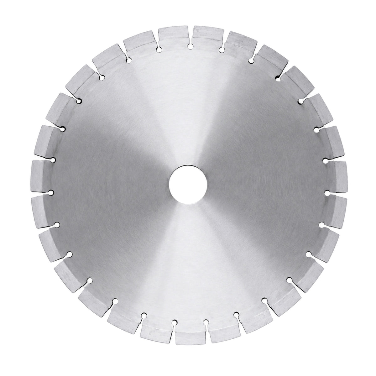 Jagson silver concrete cutting blade with curved slots and round relief holes around its rim