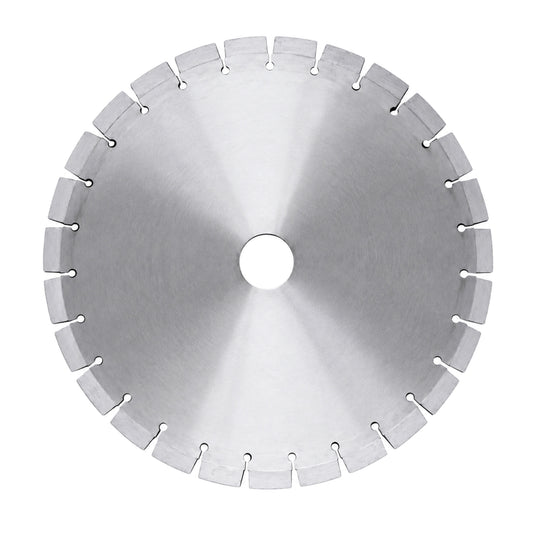 Jagson silver concrete cutting blade with curved slots and round relief holes around its rim
