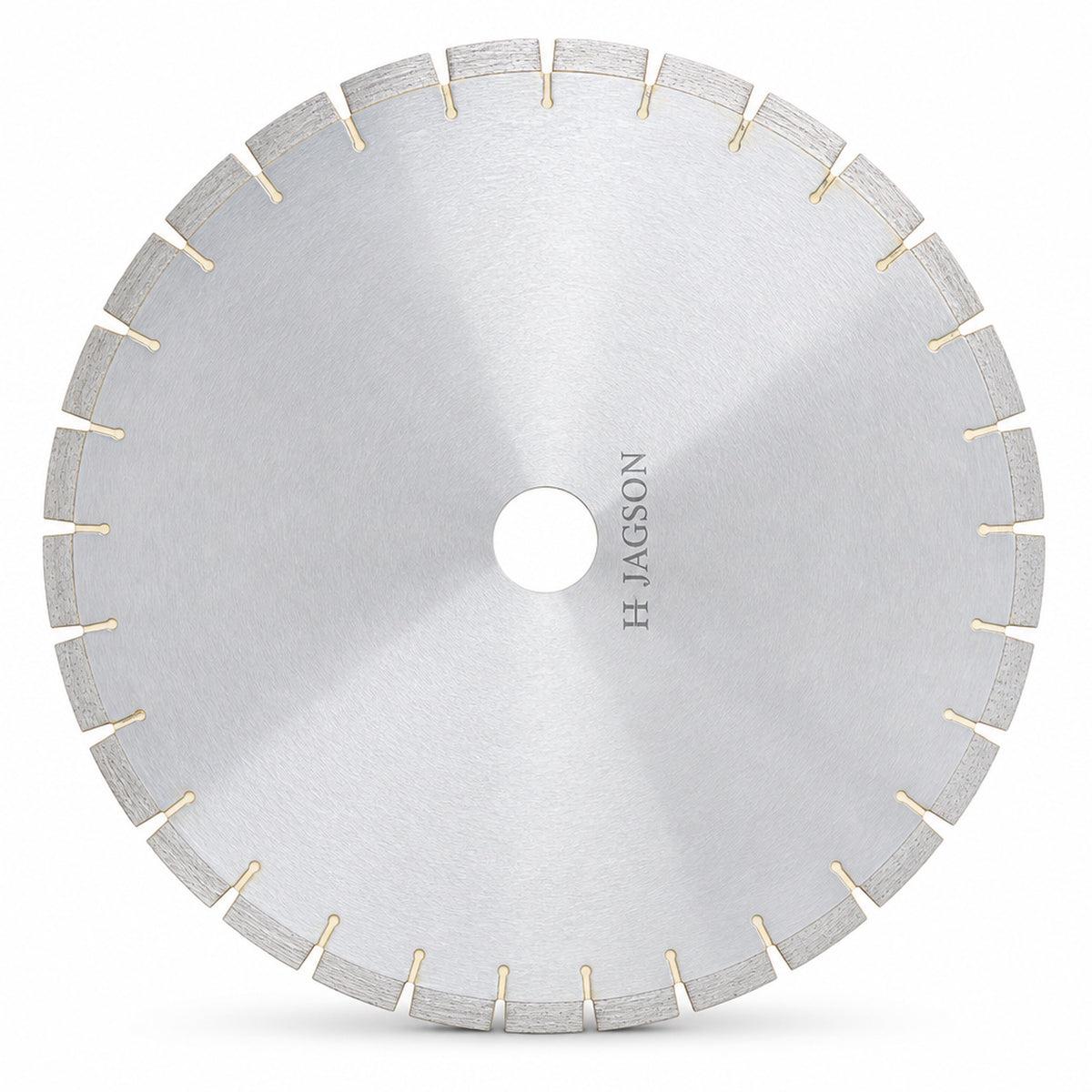 Jagson silver road cutting blade with pale gold-toned rim segments, front view