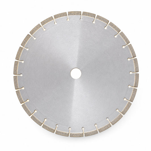 Jagson silver stone cutting blade with a gold-toned segmented rim, front view